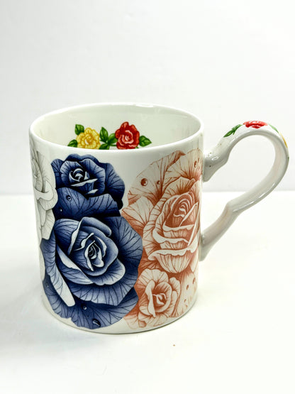 Taitu Romantica 1994 Emilio Bergamin Italy Floral Rose Mug Cup New old Stock  A1059