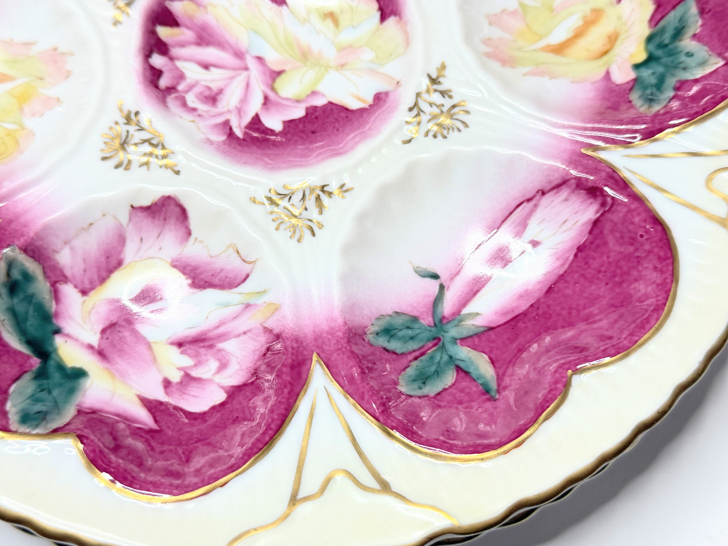 Vintage Limoges Style  Rose Cabinet Plate 8.5" Gilt mint A815