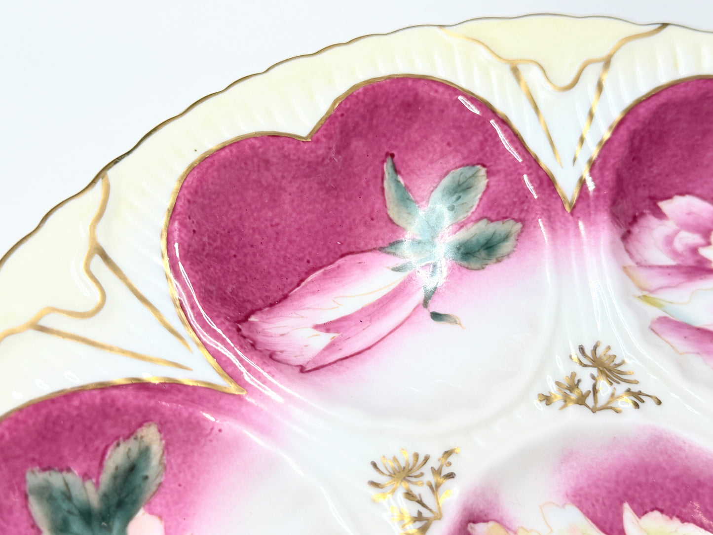 Vintage Limoges Style  Rose Cabinet Plate 8.5" Gilt mint A815