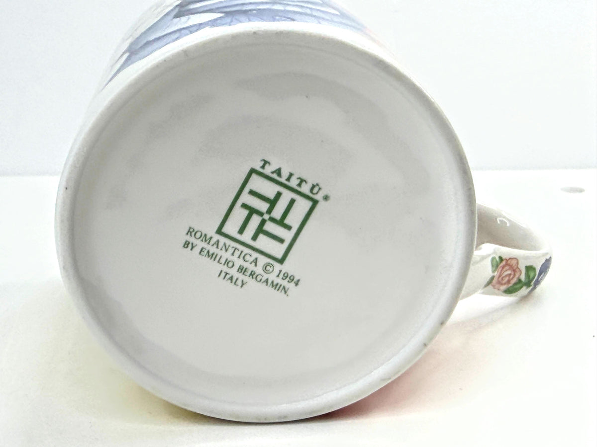 Taitu Romantica 1994 Emilio Bergamin Italy Floral Rose Mug Cup New old Stock  A1059
