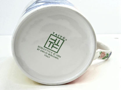 Taitu Romantica 1994 Emilio Bergamin Italy Floral Rose Mug Cup New old Stock  A1059