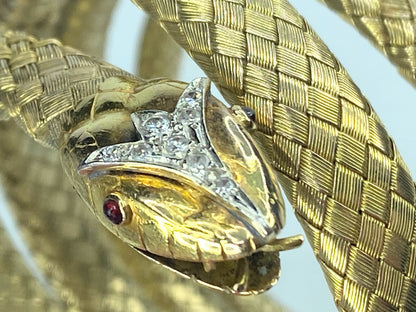Appraised $19,995 Antique 18K Diamond Woven gold Snake bracelet c1890 JR872