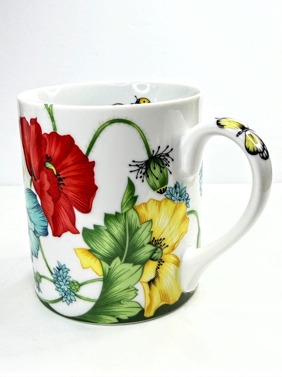 Taitù Papaveri Emilio Bergamin Floral Butterfly Mug NOS Italy 1996 A1060