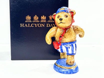 Halcyon Days Playtime Teddy Bear Jogger Figurine England w/ Box A1061