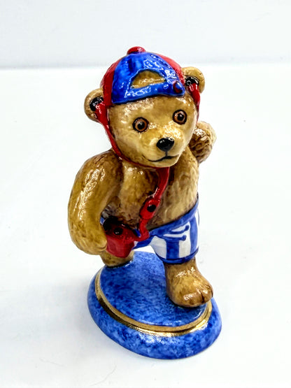 Halcyon Days Playtime Teddy Bear Jogger Figurine England w/ Box A1061