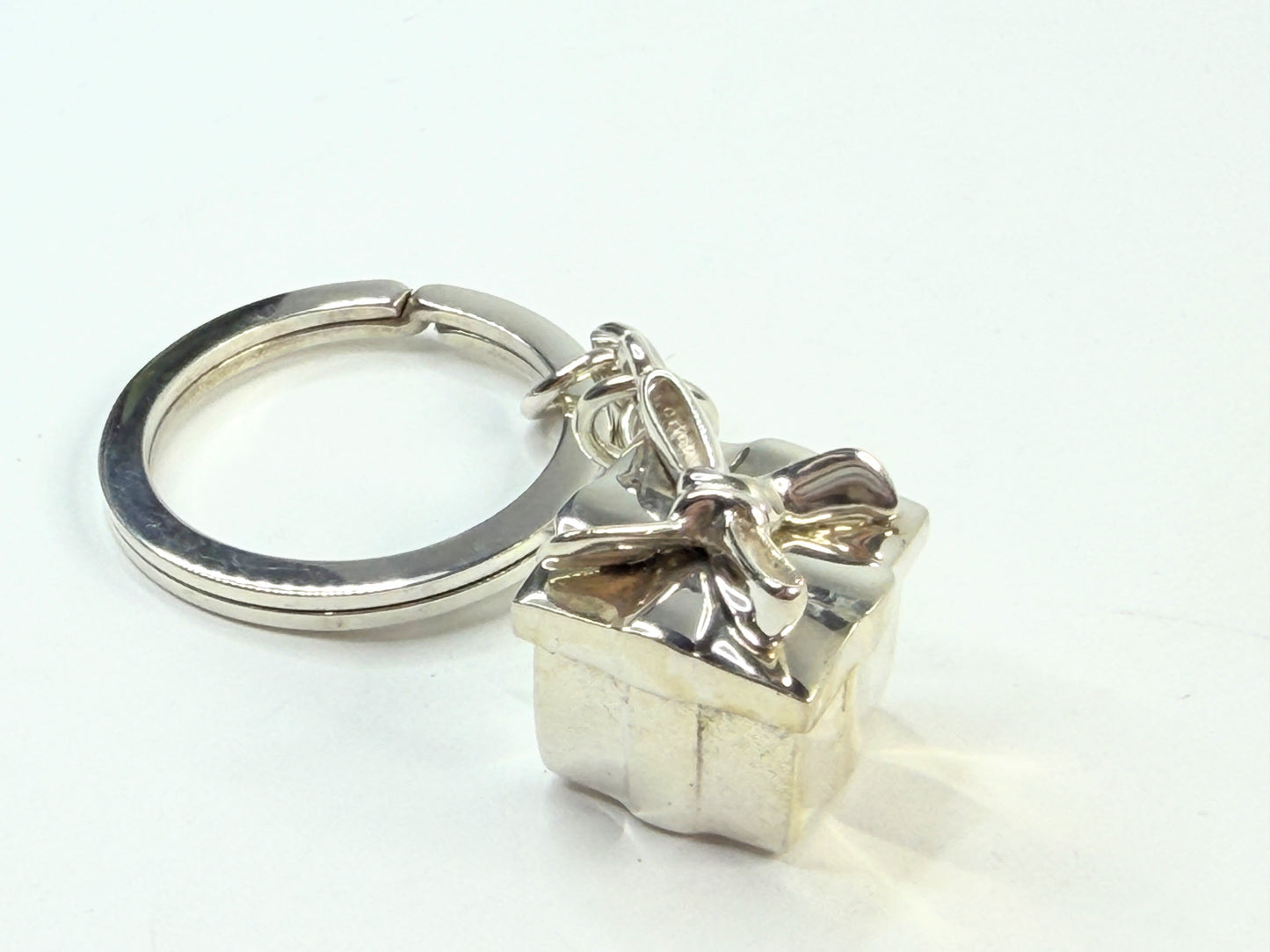 Tiffany & Co Sterling Silver Gift Box Key Ring 2.5" SS218