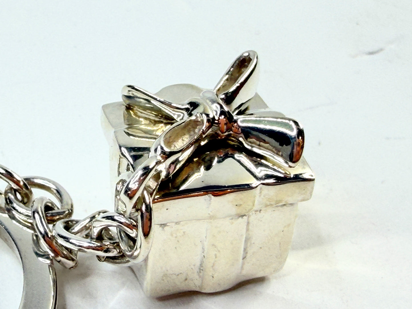 Tiffany & Co Sterling Silver Gift Box Key Ring 2.5" SS218