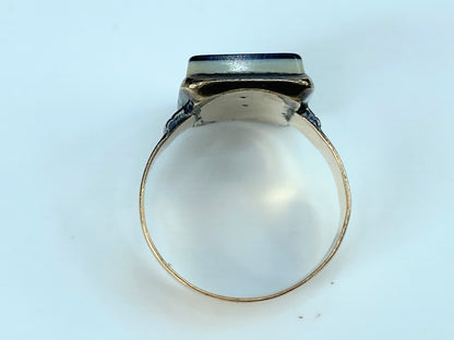 Antique Victorian 14K Rose gold Onyx signet ring s8 4.6g JR9770