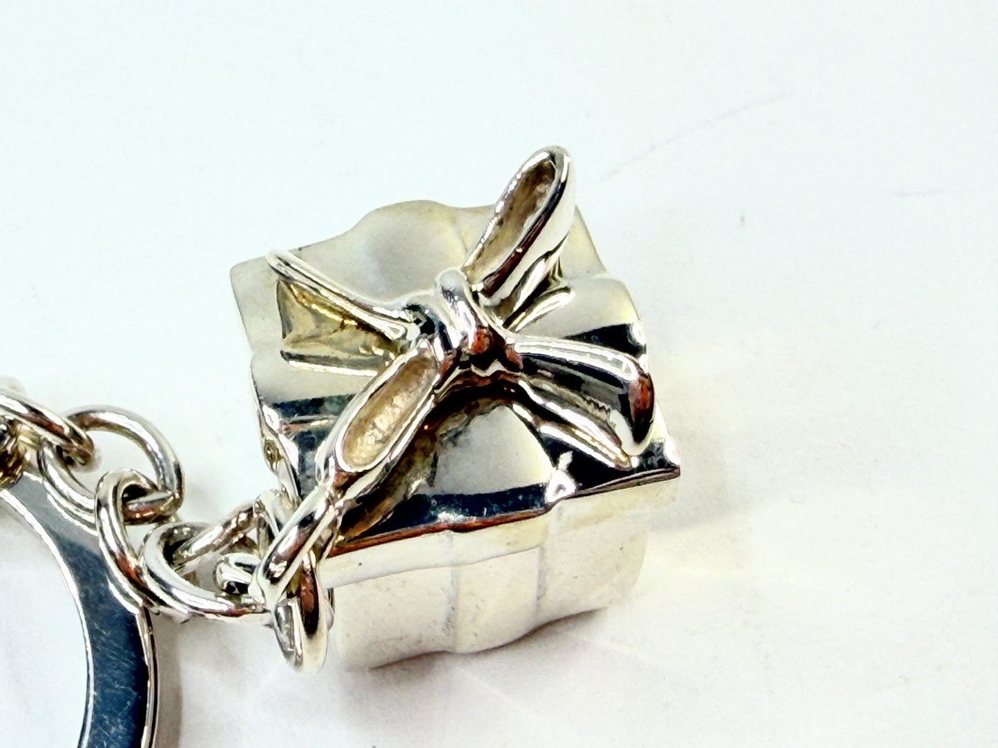 Tiffany & Co Sterling Silver Gift Box Key Ring 2.5" SS218