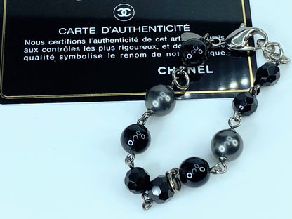 Chanel 09V Jumbo CC Black Pearl x Silver Chain Bracelet 33ck321s JR9771