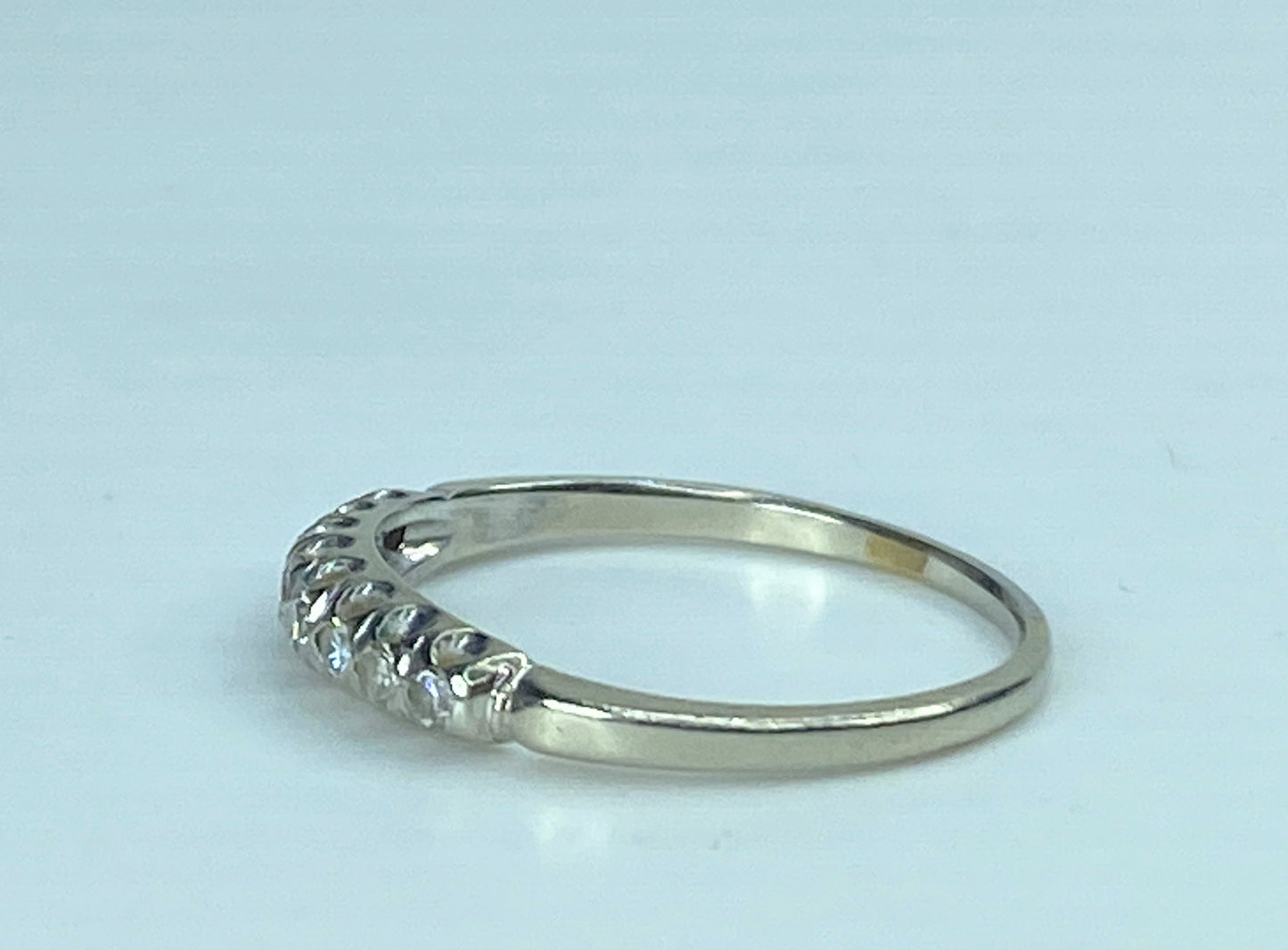 Art Deco Diamond Wedding Band Ring 0.15ct Mined Original 1930's 18k white JR876