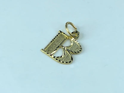 10K Yellow Gold Fancy Alphabet B Initial Charm Pendant 14 x 11mm JR877