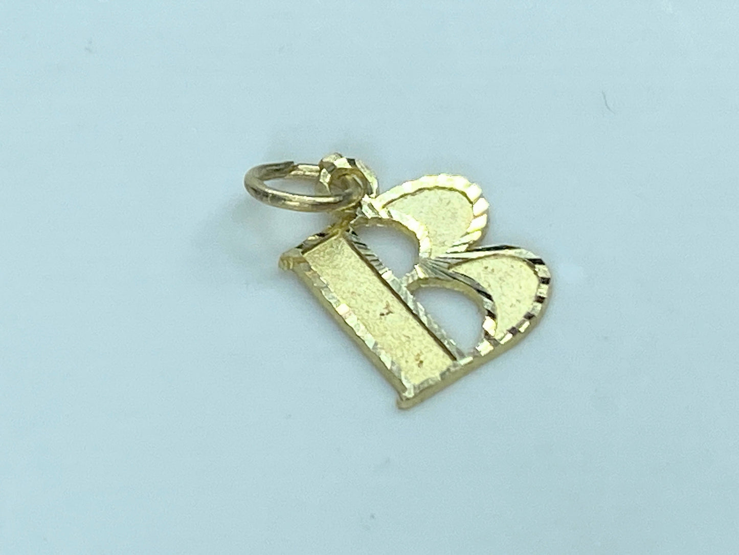 10K Yellow Gold Fancy Alphabet B Initial Charm Pendant 14 x 11mm JR877
