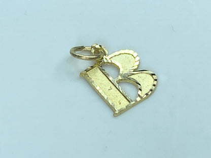 10K Yellow Gold Fancy Alphabet B Initial Charm Pendant 14 x 11mm JR877