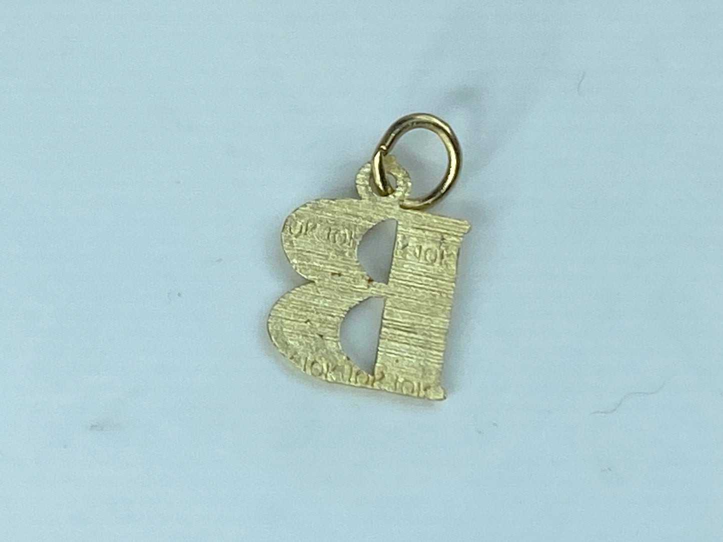 10K Yellow Gold Fancy Alphabet B Initial Charm Pendant 14 x 11mm JR877
