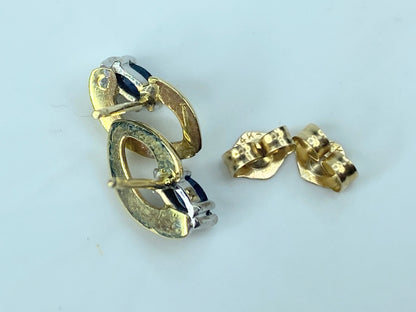 14K bi-color gold marquise Sapphire post earrings JR879