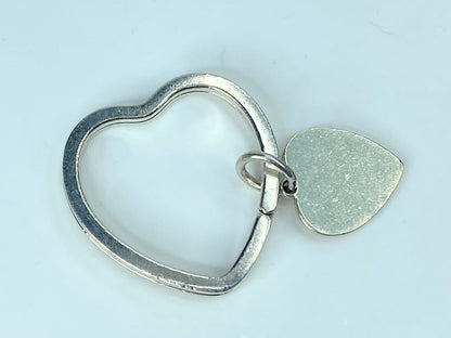 Tiffany & Co Estate Double Heart Keychain Sterling Silver with pouch 11.4g SS94