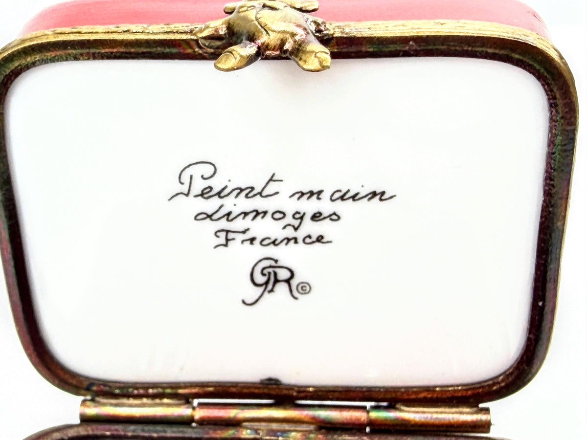 Gerard Ribierre Limoges Peint Main Teddy Bear Wagon Trinket Box A1066
