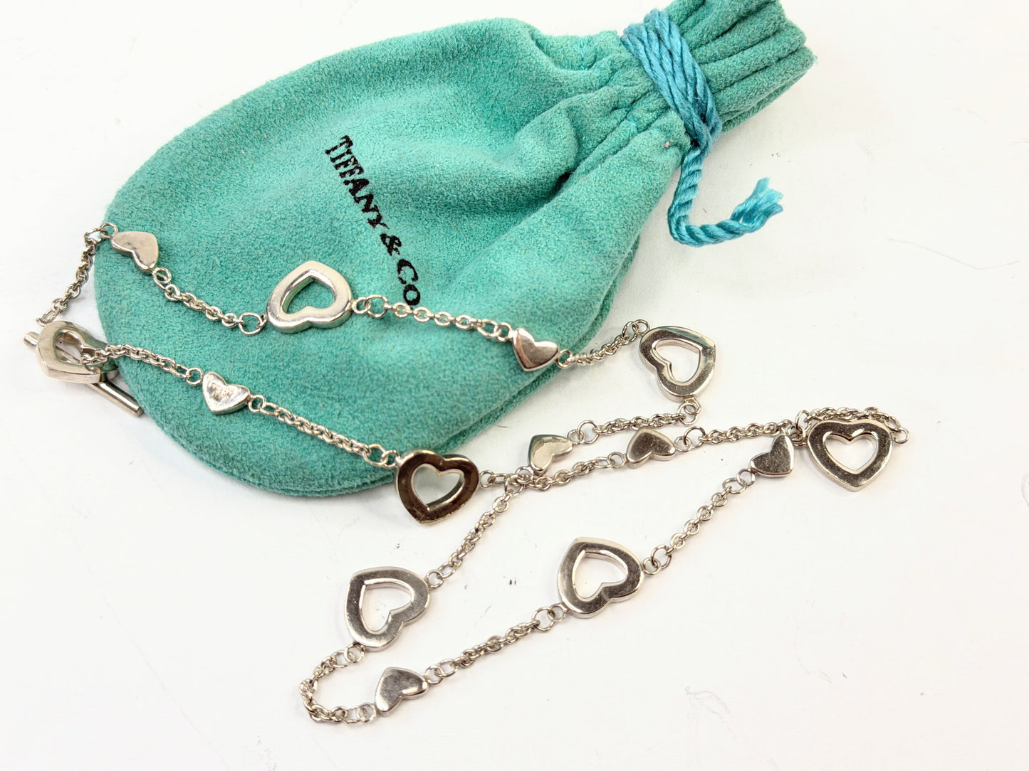 Tiffany & Co Elsa Peretti Open Heart Necklace Toggle clasp sterling JR1403