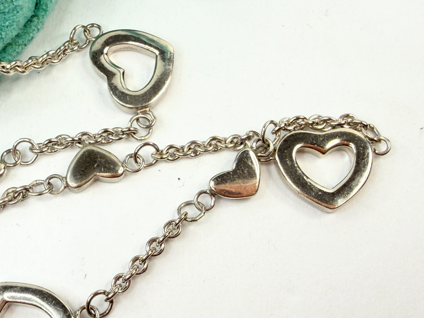 Tiffany & Co Elsa Peretti Open Heart Necklace Toggle clasp sterling JR1403