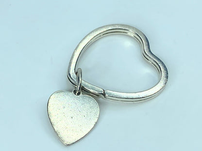 Tiffany & Co Estate Double Heart Keychain Sterling Silver with pouch 11.4g SS94