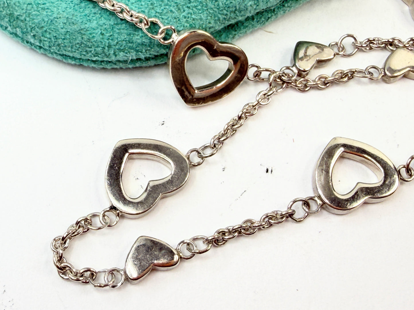 Tiffany & Co Elsa Peretti Open Heart Necklace Toggle clasp sterling JR1403