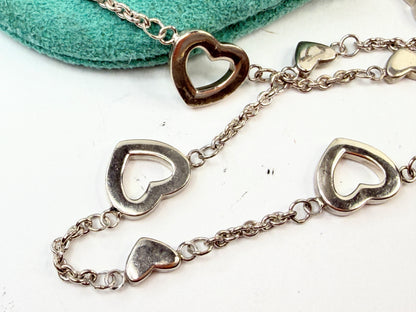 Tiffany & Co Elsa Peretti Open Heart Necklace Toggle clasp sterling JR1403