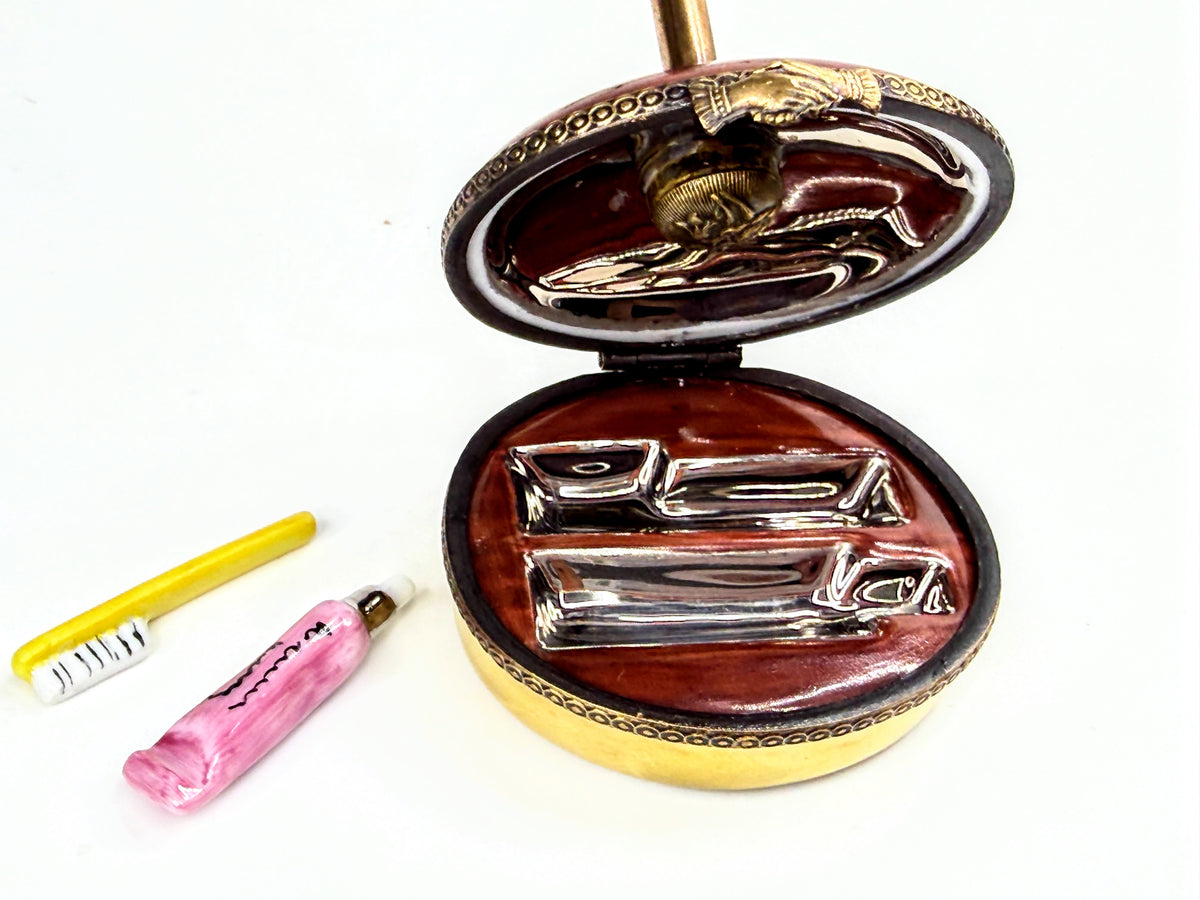 Vintage Limoges France Peint Main Gentleman's Shaving Grooming Set A1067