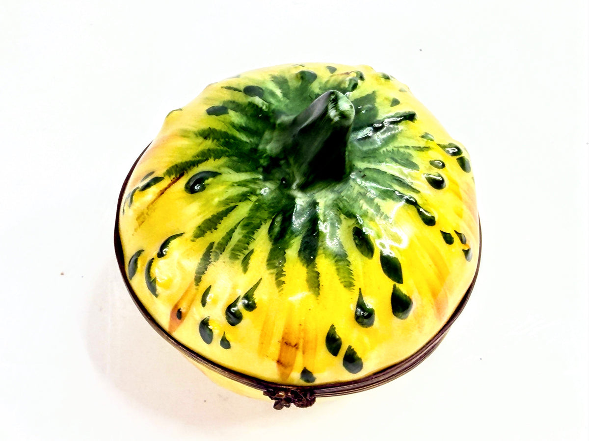 Vintage Limoges France Parry Vieille Yellow Melon Trinket Box Bee Clasp A1068
