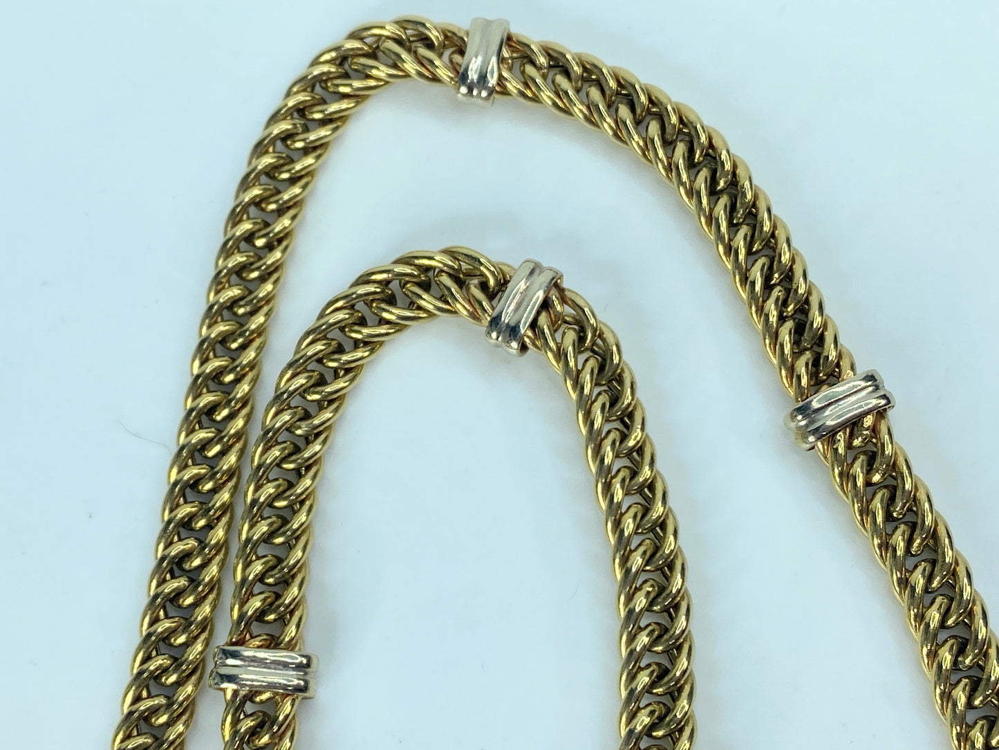 14K yellow gold curb link station bar toggle Onyx clasp necklace 32g 17" JR881