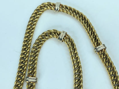 14K yellow gold curb link station bar toggle Onyx clasp necklace 32g 17" JR881