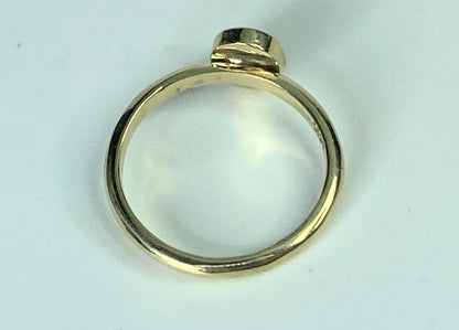 Natural Cabochon 1.25ct Oval Black Opal in 14k Solid Gold Ring 2.5g s6.5 JR882