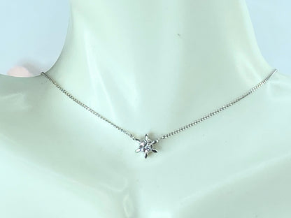 Platinum 0.3ct Round brilliant Solitaire Diamond box necklace 16" 2.6g JR9782