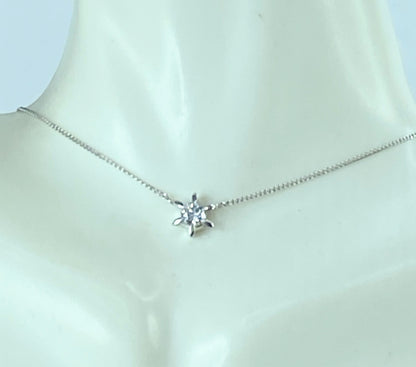 Platinum 0.3ct Round brilliant Solitaire Diamond box necklace 16" 2.6g JR9782