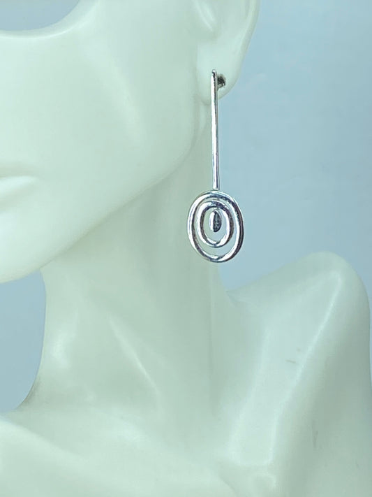 Abstract Sterling silver Spiral dangle earrings 1 3/4" 3.3g JR887