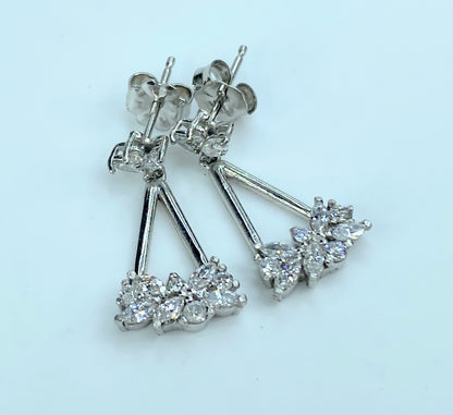 Platinum 950 1.0ct Diamond floral dangle earrings 4.3g JR9124