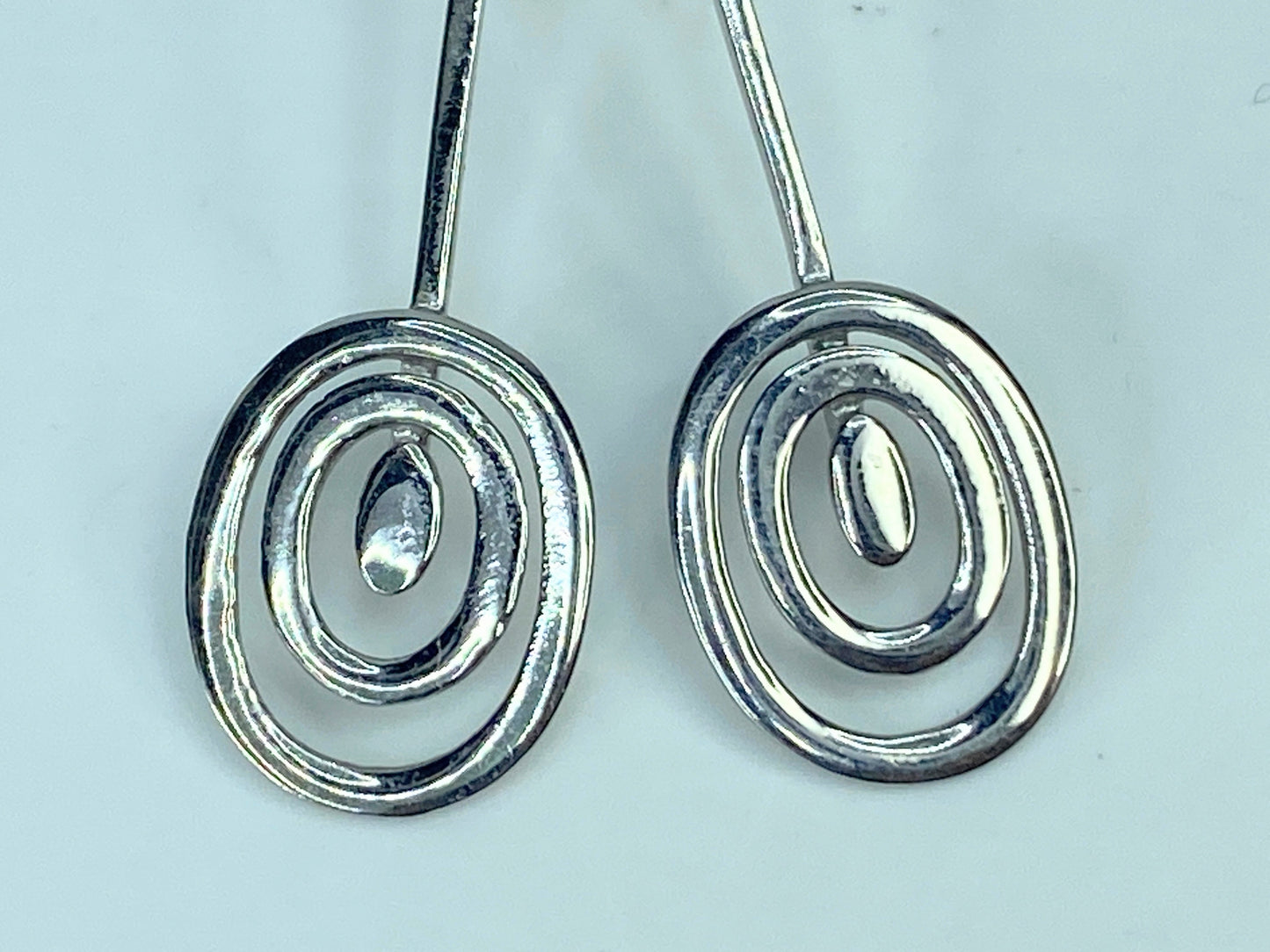 Abstract Sterling silver Spiral dangle earrings 1 3/4" 3.3g JR887