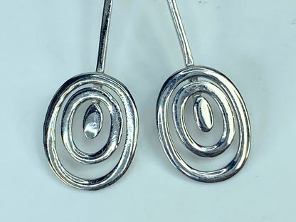 Abstract Sterling silver Spiral dangle earrings 1 3/4" 3.3g JR887