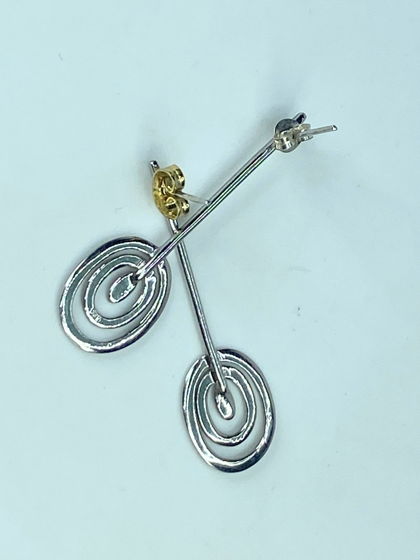 Abstract Sterling silver Spiral dangle earrings 1 3/4" 3.3g JR887