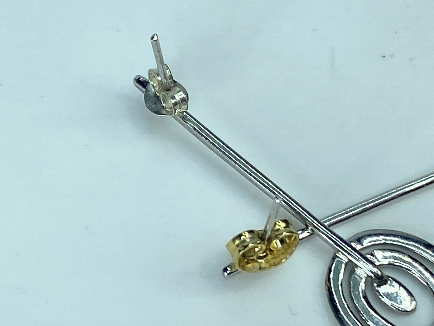 Abstract Sterling silver Spiral dangle earrings 1 3/4" 3.3g JR887