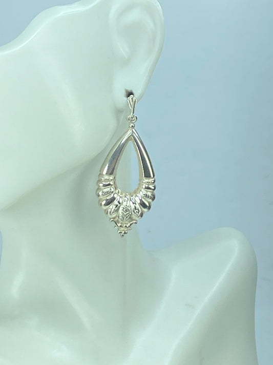 Sweden c1980s. Large Vintage Sterling Silver Earrings 1.5" JR889
