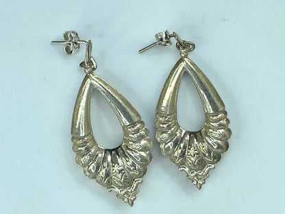 Sweden c1980s. Large Vintage Sterling Silver Earrings 1.5" JR889