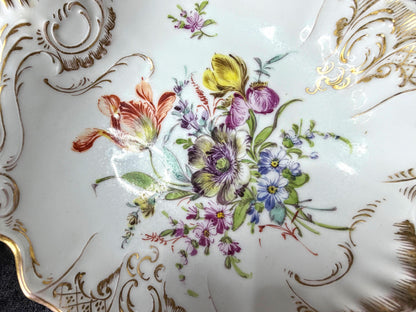Antique Franziska Hirsch Dresden Hand Painted Floral Divided Serving Dish A1040