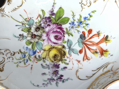 Antique Franziska Hirsch Dresden Hand Painted Floral Divided Serving Dish A1040