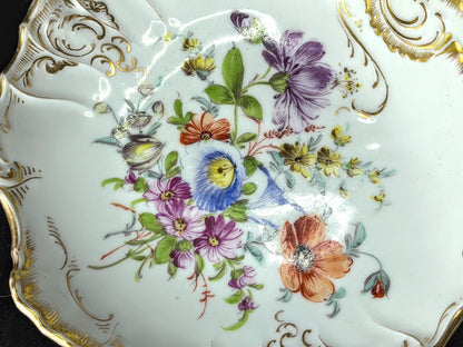 Antique Franziska Hirsch Dresden Hand Painted Floral Divided Serving Dish A1040
