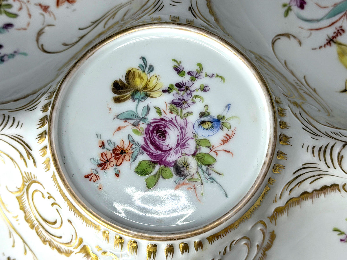 Antique Franziska Hirsch Dresden Hand Painted Floral Divided Serving Dish A1040