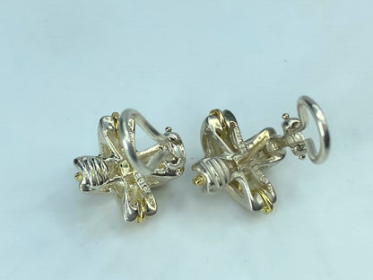 Tiffany & Co Silver 18K Gold Signature X Earrings Pierced Studs with pouch JR892