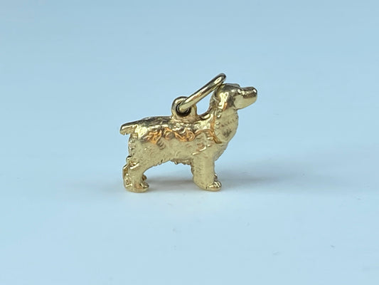 Yellow Gold Cocker Spaniel Dog Charm - 14k Pet Canine Pendant