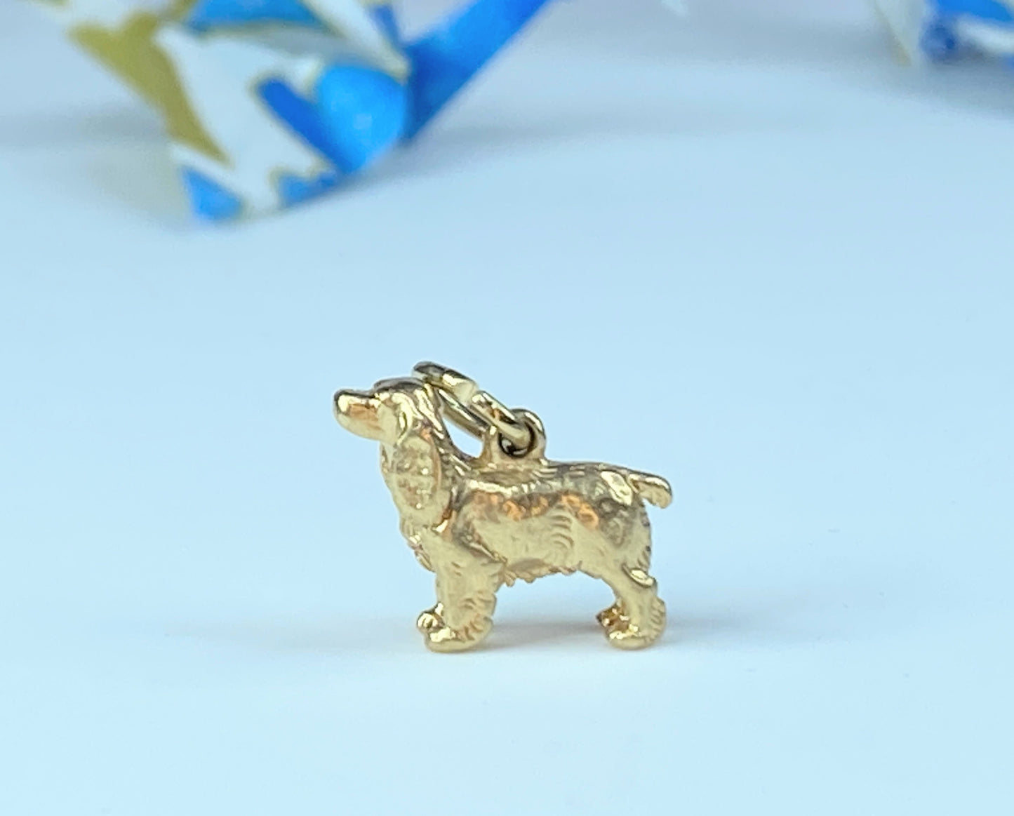 Yellow Gold Cocker Spaniel Dog Charm - 14k Pet Canine Pendant