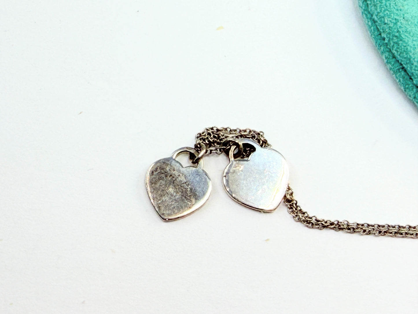 Vintage Tiffany 925 Red Enamel Heart Necklace JR1426